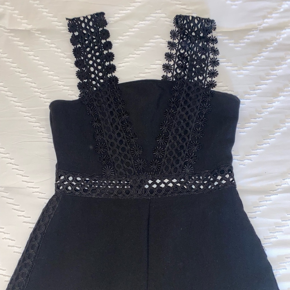 Black Romper w/ appliqué detailing